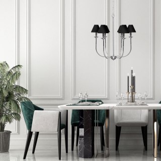 Lampa wisząca GLAMOUR 6 czarna / srebrna klasyczna elegancka - Light Prestige