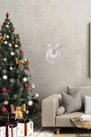 Kinkiet JELEŃ biały LED motyw zwierzęcy - King Home