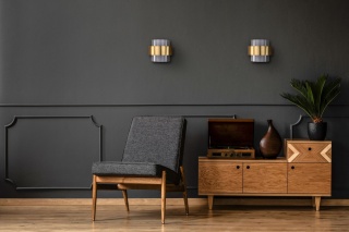 Kinkiet MIELE złoty / dymny szklany klosz - Light Prestige