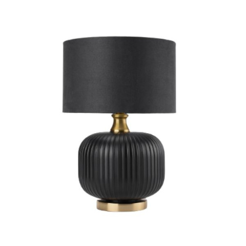 Lampa stołowa TAMIZA mała czarna elegancka szkło / tkanina - Light Prestige