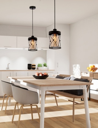 Lampa wisząca AGAR czarna / bursztynowy klosz - Candellux Lighting