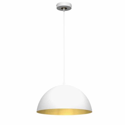 Lampa wisząca BETA WHITE / GOLD metalowa biała / złota 35 cm E27 - Milagro