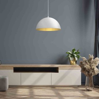 Lampa wisząca BETA WHITE / GOLD metalowa biała / złota 35 cm E27 - Milagro