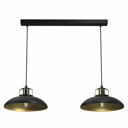 Lampa wisząca FELIX BLACK/GOLD 2 czarno-złota podwójna w stylu loft - Milagro