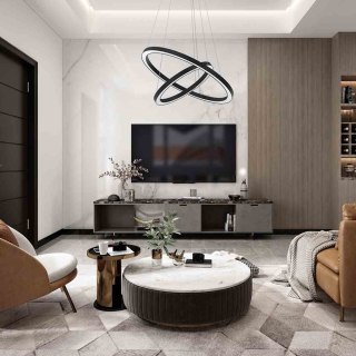 Lampa wisząca GALAXIA BLACK dwa czarne ringi pierścienie 46W LED - Milagro