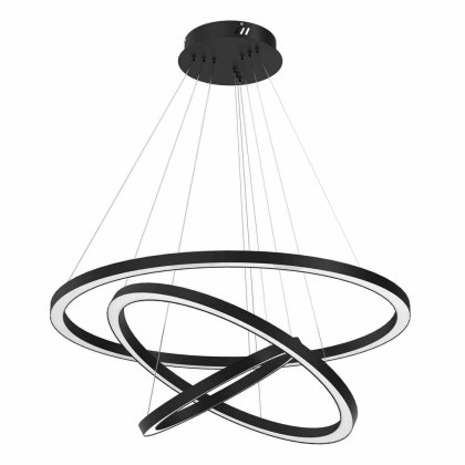 Lampa wisząca GALAXIA BLACK trzy czarne ringi pierścienie 85W LED - Milagro