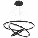 Lampa wisząca GALAXIA BLACK trzy czarne ringi pierścienie 85W LED - Milagro