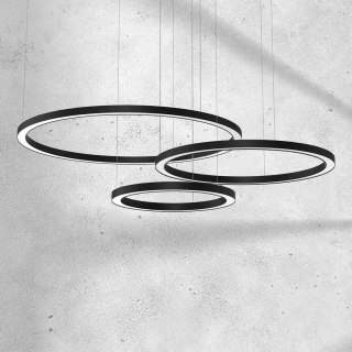 Lampa wisząca GALAXIA BLACK potrójna czarne ringi pierścienie 85W LED - Milagro