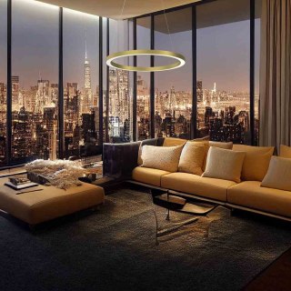 Lampa wisząca GALAXIA GOLD złoty ring LED 26W - Milagro