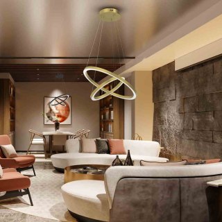 Lampa wisząca GALAXIA GOLD dwa złote ringi pierścienie 46W LED - Milagro