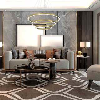 Lampa wisząca GALAXIA GOLD trzy złote ringi pierścienie 85W LED - Milagro