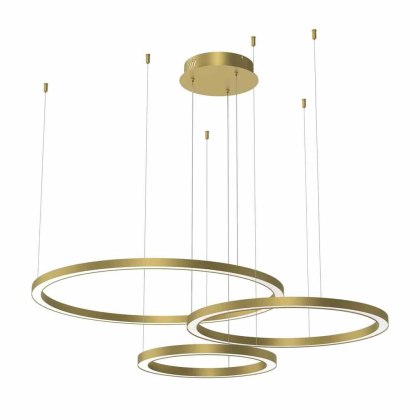 Lampa wisząca GALAXIA GOLD potrójna złote ringi pierścienie 85W LED - Milagro