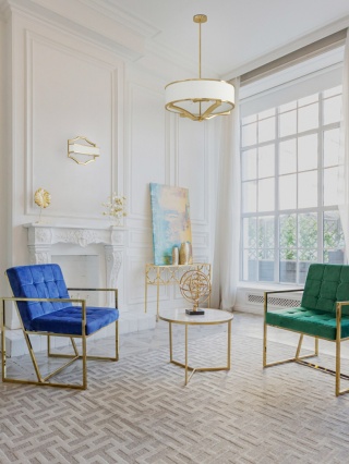 Lampa wisząca GERDO OLD GOLD w stylu hampton satynowy złoty / biały kremowy - Orlicki Design