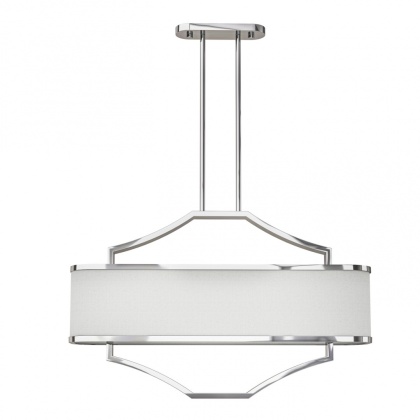 Lampa wisząca GERDO OVALE CROMO w stylu hampton chrom / biały kremowy - Orlicki Design