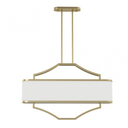 Lampa wisząca GERDO OVALE OLD GOLD w stylu hampton satynowy złoty / biały kremowy - Orlicki Design