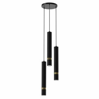 Lampa wisząca JOKER BLACK/GOLD czarno-złota potrójna zwis tuby - Milagro