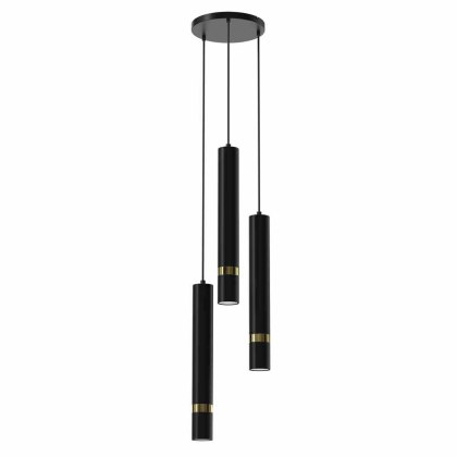 Lampa wisząca JOKER BLACK/GOLD czarno-złota potrójna zwis tuby - Milagro