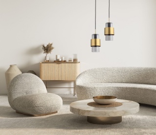 Lampa wisząca MIELE dymna złota długa - Light Prestige