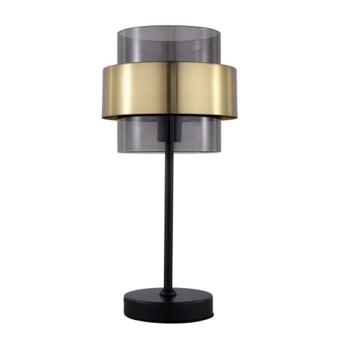Lampa stołowa MIELE czarna / dymne szkło lampka nocna złote dodatki - Light Prestige