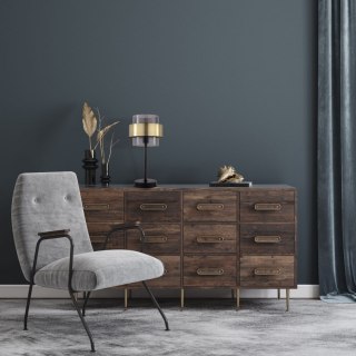 Lampa stołowa MIELE czarna / dymne szkło lampka nocna złote dodatki - Light Prestige