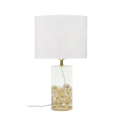 Lampa stołowa SUNFLOWER szklana / biały abażur elegancka - Light Prestige