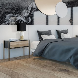 Lampa stołowa SUNFLOWER szklana / czarny abażur elegancka - Light Prestige