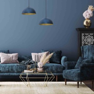 Lampa wisząca BETA NAVY BLUE / GOLD metalowa niebieska / złota 35 cm E27 - Milagro