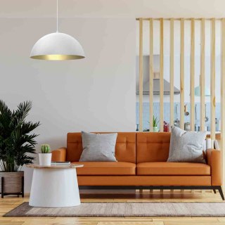 Lampa wisząca BETA WHITE / GOLD metalowa biała / złota 45 cm E27 - Milagro