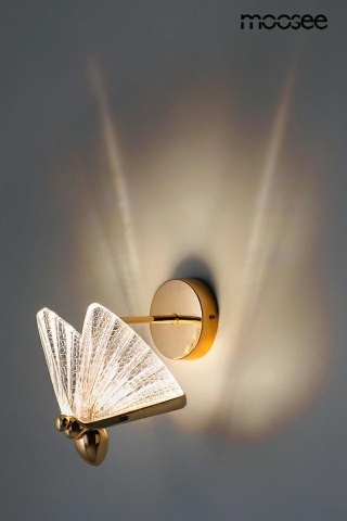 Kinkiet BUTTERFLY M złoty motyl do sypialni - Moosee