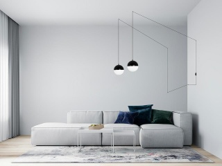 Kinkiet wiszący BOWL DUO czarny podwieszany pająk z dwoma kulistymi kloszami - Moosee