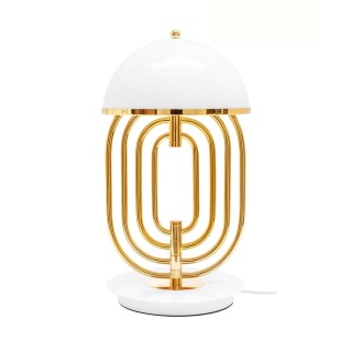 Lampa stołowa / nocna BOTTEGA biała / złota elegancka glamour - Moosee