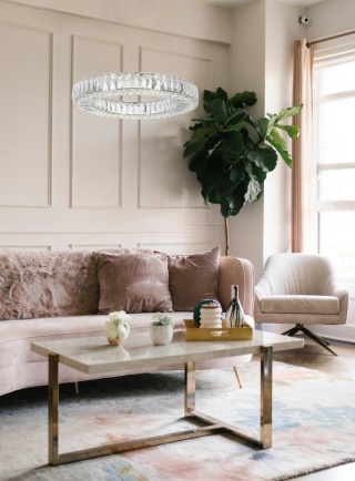 Lampa wisząca ALLISIA 60 LED kryształowa / złota - Moosee