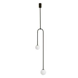 Lampa wisząca LOW czarna / białe klosze podwójna asymetryczna - Moosee