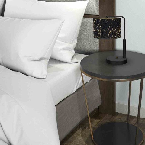 Lampka stołowa SENSO Black / Gold czarno-złota abażur mozaika elegancka - Eko-Light - w sypialni