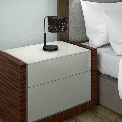 Lampka stołowa SENSO Black / Gold czarno-złota abażur mozaika elegancka - Eko-Light - w sypialni