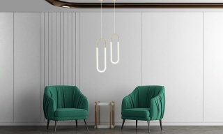 Nowoczesna lampa wisząca PUZO L biało-złota ledowa - Moosee