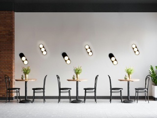 Nowoczesny kinkiet DROPS 2 czarny / białe kulki - Moosee