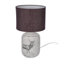 Lampa stołowa WALIA ceramiczna z czarnym abażurem i z motywem jelenia - Candellux Lighting