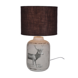 Lampa stołowa WALIA ceramiczna z czarnym abażurem i z motywem jelenia - Candellux Lighting