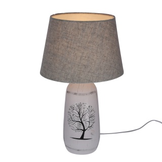 Lampa stołowa WALIA ceramiczna z szarym abażurem - Candellux Lighting