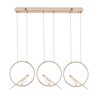 Lampa wisząca BIRD LINE złota elegancka potrójna na listwie motyw zwierzęcy - Moosee