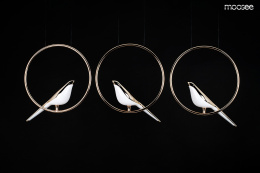 Lampa wisząca BIRD LINE złota elegancka potrójna na listwie - Moosee