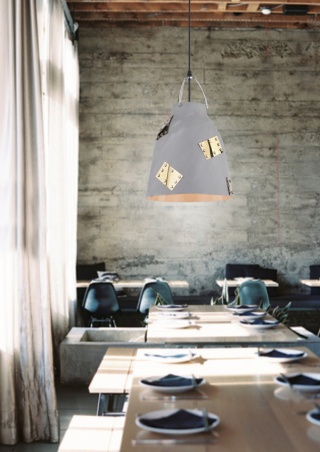 Lampa wisząca PATCH szary / złoty metalowy klosz loft - Candellux Lighting