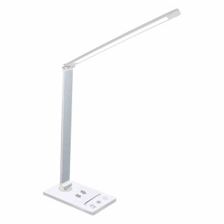 Lampka biurkowa VARIO WHITE 5W LED biała / srebrna z ładowaniem indukcyjnym - Milagro