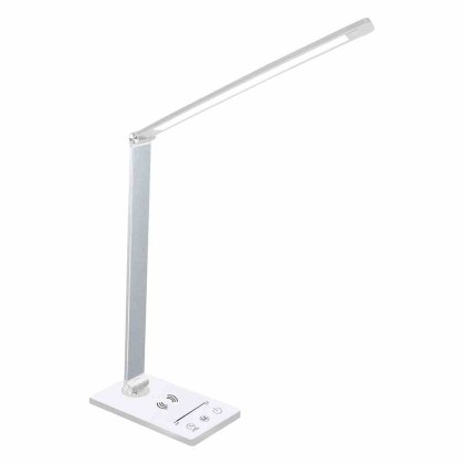 Lampka biurkowa VARIO WHITE 5W LED biała / srebrna z ładowaniem indukcyjnym - Milagro