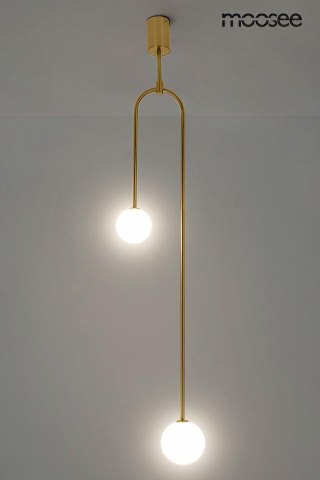 Lampa wisząca LOW złota / białe klosze podwójna asymetryczna - Moosee