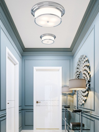 Plafon FAMBURO PL CROMO 39 chrom / biały kremowy okrągły klasyczny - Orlicki Design