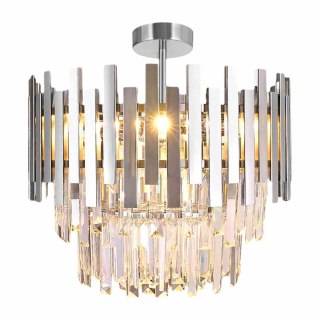Lampa sufitowa ASPEN CHROME 9xE14 kryształowa w stylu glamour - Milagro