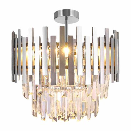 Lampa sufitowa ASPEN CHROME 9xE14 kryształowa w stylu glamour - Milagro