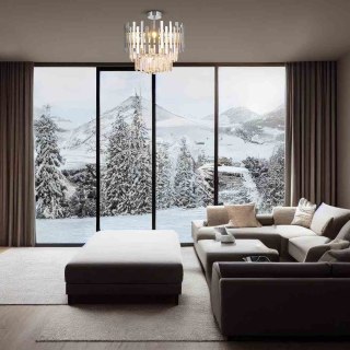 Lampa sufitowa ASPEN CHROME 9xE14 kryształowa w stylu glamour - Milagro